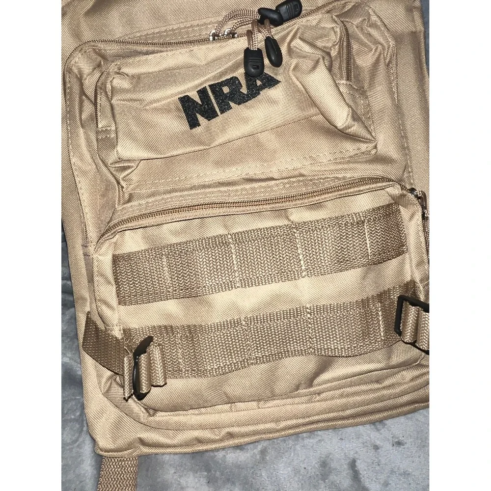 NRA Tactical Backpack Tan MOLLE Utility Daypack Travel Hiking Gear Bag Large